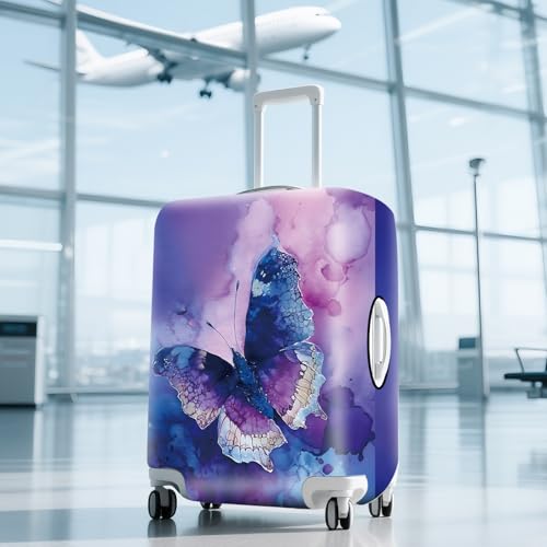 ANNA QUEEN Travel Luggage Cover Suitcase Protector Suitcase Cover Anti-Scratch,Stretchable Bag Cover Washable Durable Polyester - color: Psychedelic Butterfly, size: L(fits 28-30Inch suitcase)