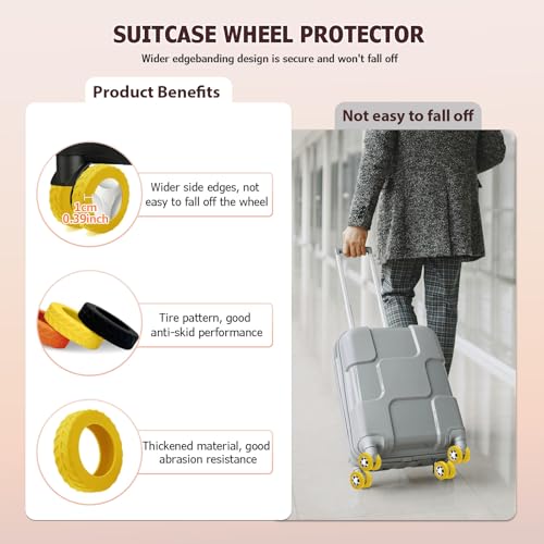 Luggage Wheel Covers, Anti Dust & Scratch, For 2-2.4" wheels - Yellow - color: Yellow