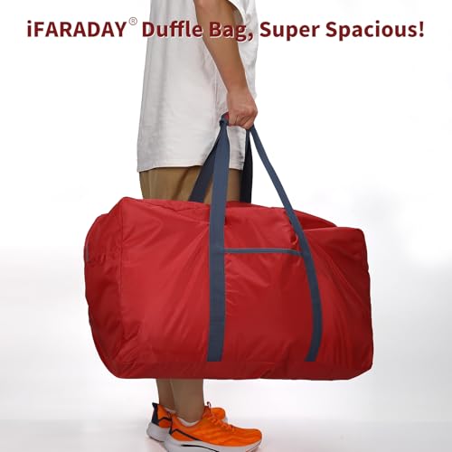 iFARADAY 95L Large Duffle Bag Foldable, Red - color: Red