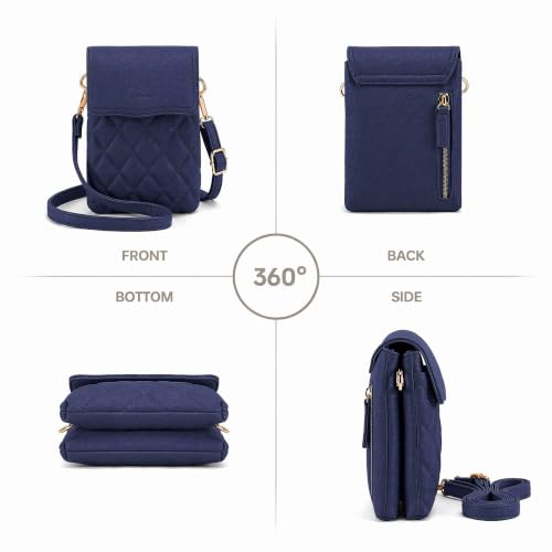 RFID Small Crossbody Bags for Women Cell Phone Purse for Travel - color: Navy Blue