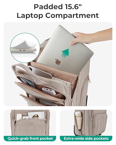 BAGSMART 40.6cm(16인치) 소형 언더시트 휴대용 수하물, 바퀴가 달린 여행 가방, 브라운., 40.6cm(16인치) 소형 휴대용 수하물 - color: 브라운.