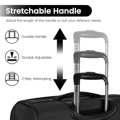 3-Piece Softside Expandable Luggage Set w/Front Open Pocket - color: Black, size: 3-Piece Set (22"/28"/32'')