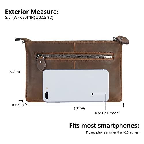befen Genuine Leather Small Crossbody Bags for Women Wristlet Wallet Purses - color: Crazy Horse Leather - Brown