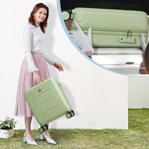 Hanke Underseat Carry On Luggage with Wheels, Hardside Small Suitcase - color: Bamboo Green, size: 16 Inch