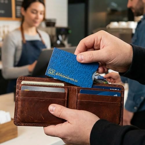 RFID Blocking Credit Card Sleeve Protectors – USA Made Slim Wallet Inserts for Credit Cards, Debit Cards & ID Protection (16, Leather Look) - color: Leather Look