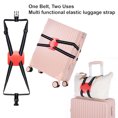 Luggage Straps for Suitcases, Travel Accessories to Connect Two Suitcase, Add A Bag Luggage Strap for Carry On Luggages Adjustable Buckle Belt (Black/Red-1pcs) - color: Black/Red-1pcs