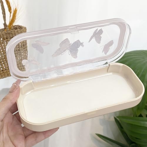 Glasses Case Hard Shell, Clear Eyeglass Case, Cute Holder for Sunglasses and Reading Glasses - color: Butterfly
