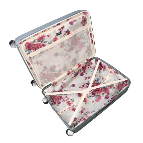 Jessica Simpson Countryside 2-Piece Set (21" & 30") Expandable 8-Wheel Spinner Large Checked Luggage Suitcase, Chinois Green - color: Chinois Green, size: 2-Piece Set