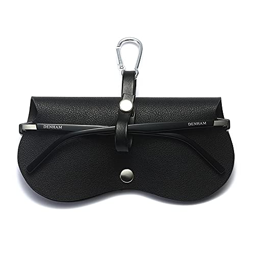 Cartoon Sunglasses Pouch, Portable Snap Button Glasses Case with Clip PU Leather Splicing Eyeglasses Carrying Bag - color: Pink Flower