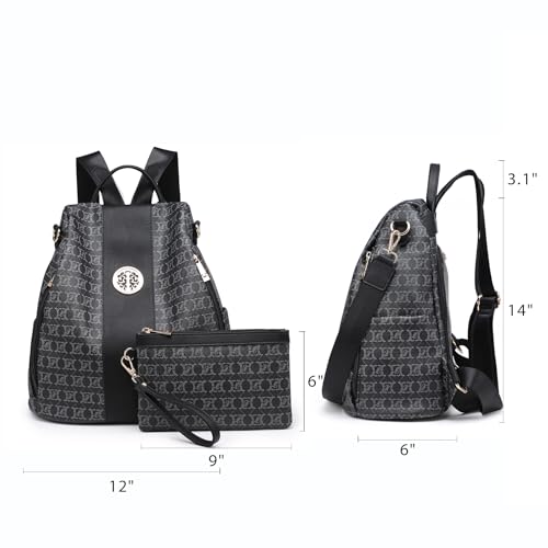 Women Backpack Purse Anti Theft Convertible Leather Travel Shoulder Bag - color: 0-black