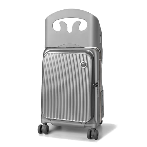 Ride On Suitcase for Kids Ages 2-12, Widened Handle Luggage with Seat & Front Pocket, Lightweight Hardshell Travel Case with 360° Silent Spinner Wheels and TSA Approved Lock,Grey - color: Grey