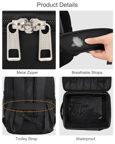 TANTO Makeup Backpack, Makeup Case Pro Artist Travel Train Case with 4 Bag - color: Black
