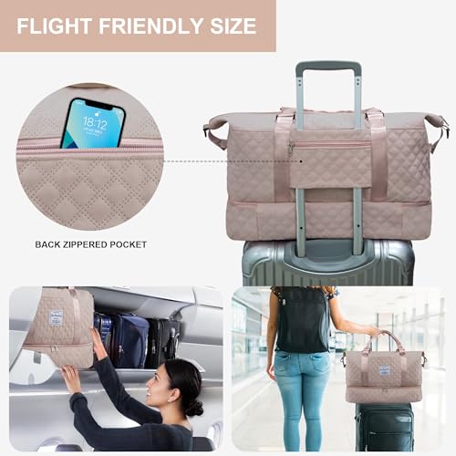 Travel Duffel Bag Weekender Overnight Bag for Women Carry On Gym Bag Travel Essentials - color: 01 Dark Pink