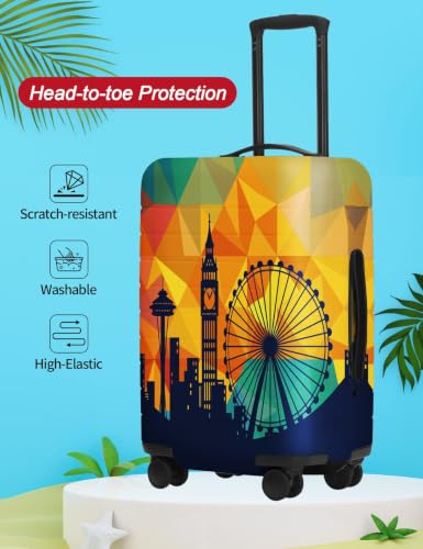 Luggage Covers For Suitcase TSA Approved, Fits 18-32 Inch - color: London Sunset, size: M(23"-26" Suitcase)