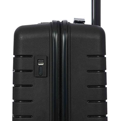 Bric's B|Y Ulisse Carry-On Luggage with Spinner Wheels – Airline Approved Hard Shell Suitcase, TSA Combination Lock & USB Port - Removeable Wash Bag Included - 21 Inch, Black - color: Black, size: Carry-on without front pocket