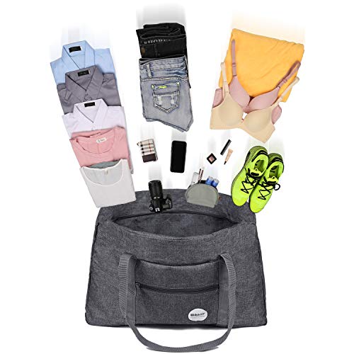 WANDF 2 Piece Personal Item Travel Bag, Carry On Duffle Bag - color: 2pcs Denim Grey+Purple