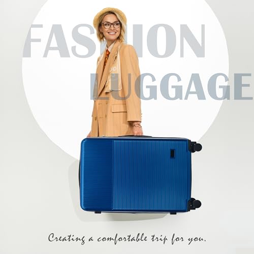 Merax Luggage Sets 5 Piece with Half-opening Hardside Suitcase Set - color: Blue, style: Luggage Set With Top Open 20