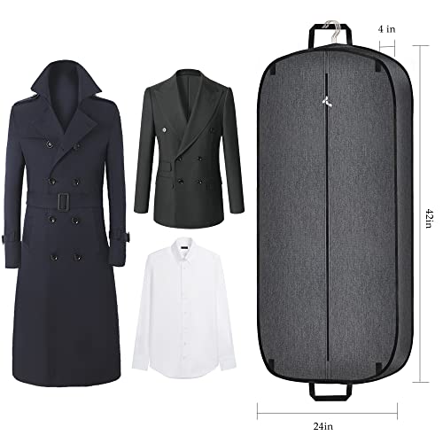 Limoomil 42" Foldable 2‑Pack Heavy‑Duty Waterproof Garment Bag, Darkgrey - color: 2 Packs, size: 42" x 24" x 4"