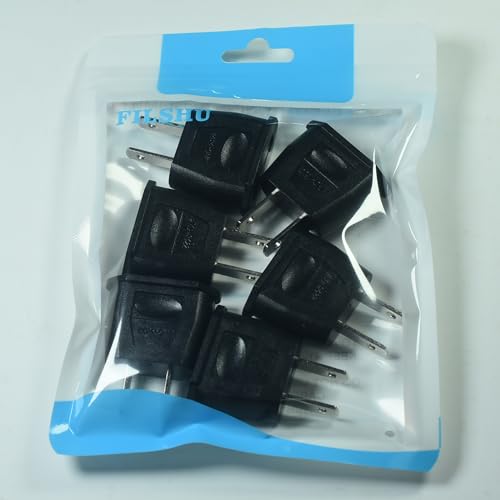 6pcs Socket Plug Adapter EU Euro to US Travel Charger AC Power - color: 6 pcs Black