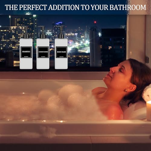 Tanlade 6 Pcs Shampoo Pump Bottles 16 oz, Rectangular, White - color: White