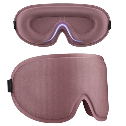 2 Pack Sleep Mask for Side Sleeper, Complete Light Blocking 3D Sleeping Eye Mask, Soft Breathable Eye Cover for Women Men, Travel, Nap, Relaxing Zero Pressure Night Blindfold (Pink+Purple) - color: Pink+purple