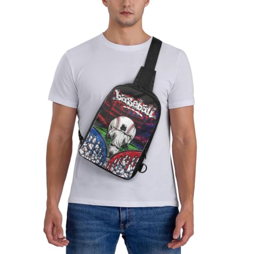 Mens Crossbody Bag Sling Backpack Portable EDC Chest Bag - color: Baseball-1