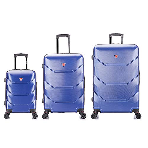 DUKAP ZONIX 3-Piece Durable Hardside Spinner Luggage Set 20/26/30in Blue - color: Blue, size: 3 Piece Set (20/26/30)