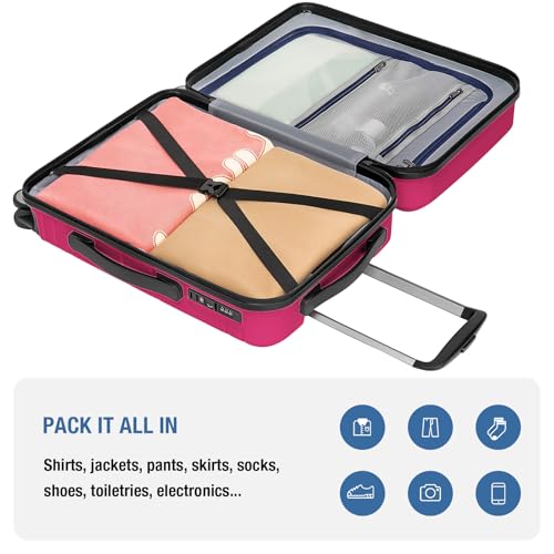 Carry On Luggage 22x14x9 Airline Approved,Hardside Suitcase,20 Inch,Magenta - color: Magenta