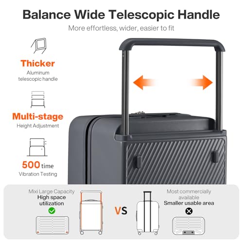 mixi 26 Inch Large Checked Luggage Suitcase with Spinner Wheels Upgrade Wide Handle PC Hard Shell Rolling Travel Suitcase with TSA Lock, Rock Gray - color: Rock Gray