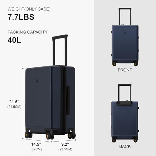 LEVEL8 Elegance Carry-on Suitcase, 20 Inch Carry on Luggage, Hardside Large Suitcases with Wheels, Tavel Bag with Tsa Lock, Navy Blue - color: Navy Blue, size: 20 Inch