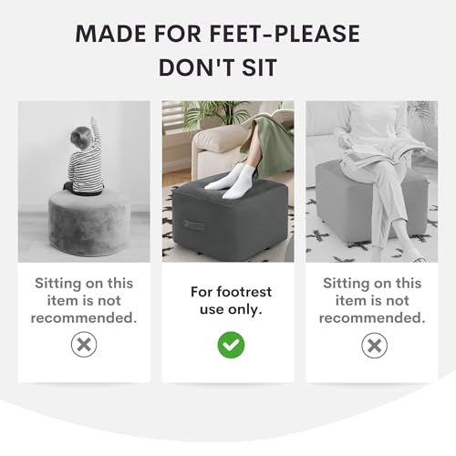 MeMoreCool Square Pouf Ottoman Foot Rest 20x20x15 Inches, Off-White - color: Striped Off-white