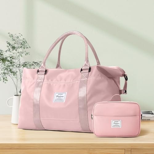 Travel Duffel Bags for Women,Carry-On Weekender Overnight Bag - color: Pink, size: Large