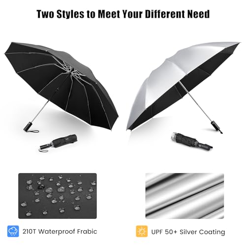 G4Free Windproof Strong 54 Inch Large Reverse Portable Travel Umbrella - color: Black