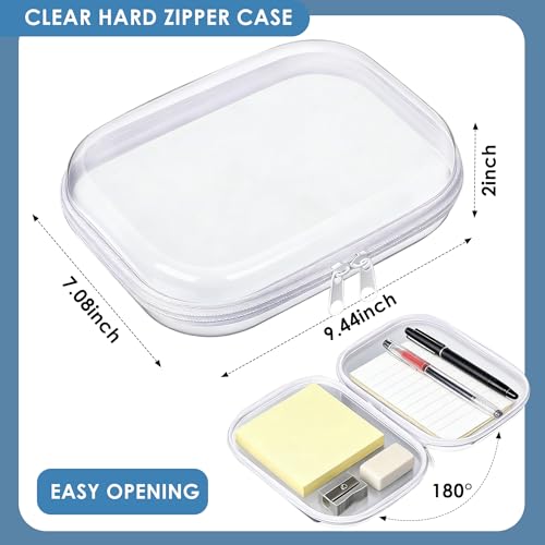 3PCS Clear Hard Plastic Zipper Case, Double Zippers Hard Pouch - color: 3M