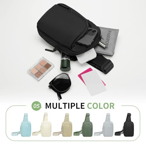 Mini Sling Bag for Men Women Fits for 6.3" Phone, Black - color: 2 Pocket-black