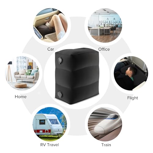 Inflatable Travel Foot Rest Pillow, Small Size(Black, 1 Pack) - color: Black, size: 1 Pack-S