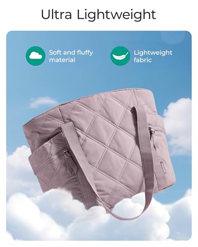 BAGSMART Crush Tote Bag for Women, 20L Puffer Work Tote with Zipper - color: Lilac