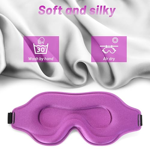 Sleep Mask for Men and Women, Lash Extensions 3D Eye Mask, Purple | Blackout Night Blindfold Eye Cover with Adjustable Strap for Side Sleepers, Breathable, Zero Pressure, Travel Essentials - color: Purple