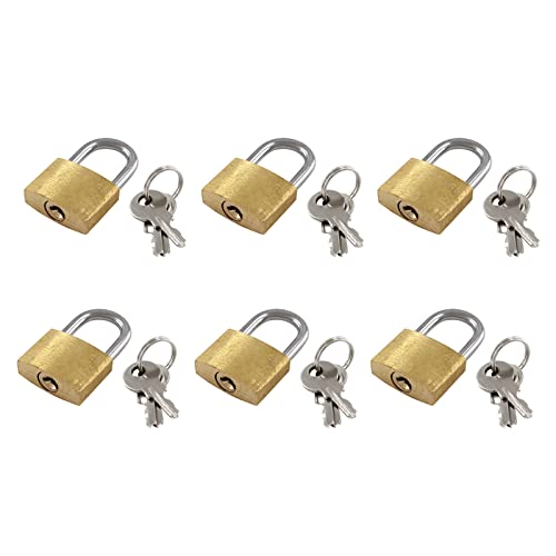 Litoexpe 6 Pieces Mini Solid Brass Padlock 20mm - size: 6 Pieces