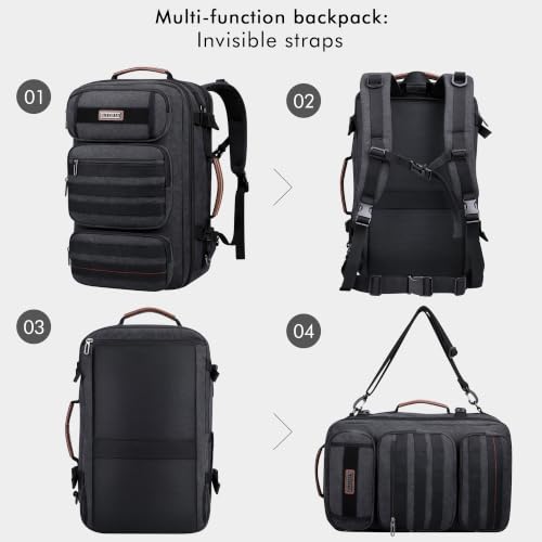 WITZMAN Travel Backpack for Men Flight Approved Fits 16" Laptop - color: Black