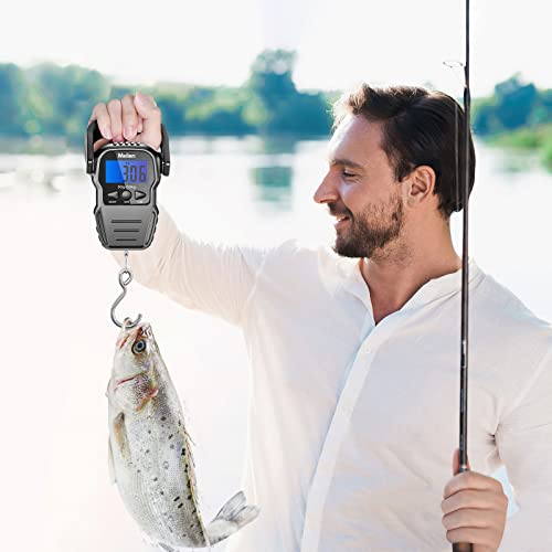 Luggage Scale, 110lb/50kg Luggage Weight Scale with Backlit LCD Display, Digital Fish Scale with Measuring Tape Portable Hanging Scale Suitcase Scale with Handle & Large Hook & 2 AAA Batties - color: Black handle-001