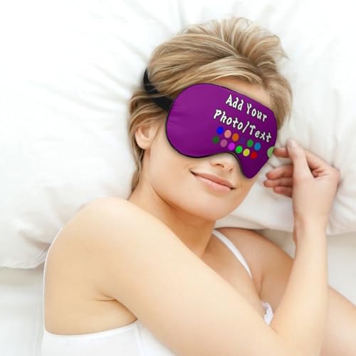 Personalized Eye Mask 1-200 Pcs Custom Eye Cover for Men&Women Customized Eyeshade with Adjustable Strap for Sleeping Travel Work Naps, MediumPurple - color: Mediumpurple
