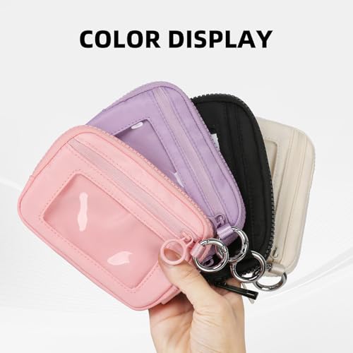 The Iris Wallet Zipper Mini Coin Purse Keychain ID Holder Wallet - color: Beige