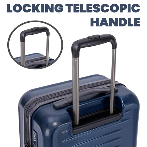 Spyder Rails 29 Inch Expandable Hardside Checked Suitcase with 360° Spinner Wheels, TSA Approved Lock - color: Carbon Blue, size: Large Checked
