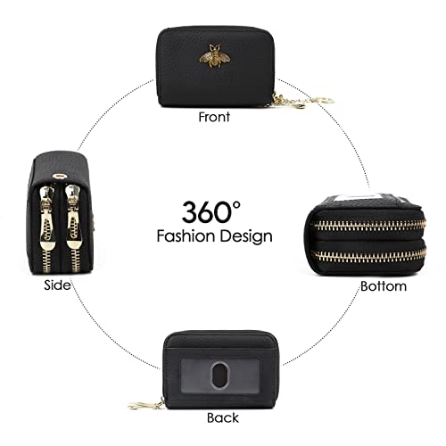 imeetu RFID Credit Card Holder, Small Card Wallet Women, Leather Card Case - color: Max - Black, size: Max