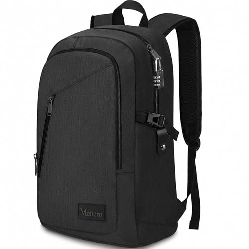 Mancro Business Travel Laptop Backpack, Anti Theft Slim Laptop Bag for Men - color: Black, size: 15.6 inch
