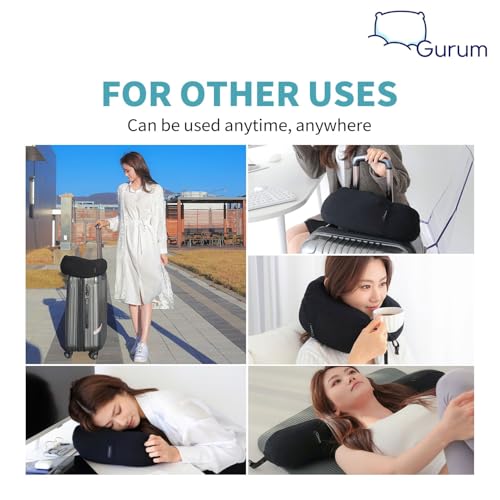 Hooded Travel Pillow – Natural Latex Neck Support with Privacy Hood, Side Pocket & Tencel Cover for Airplane & Long Flights | Gurum™