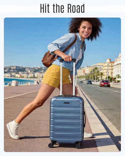 LIGHT FLIGHT Carry On Luggage 22x14x9 Airline Approved Suitcase,Royal Blue - color: Royal Blue