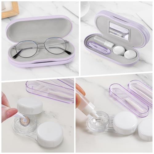 MoKo Double Eyeglass Case,Glasses and contact case 2 in 1 with Mirror - color: Ac-lilac