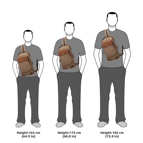 KL928 Canvas Sling Bag for Men Women, Casual Crossbody Backpack Travel Shoulder Daypacks Rucksack - color: Brown